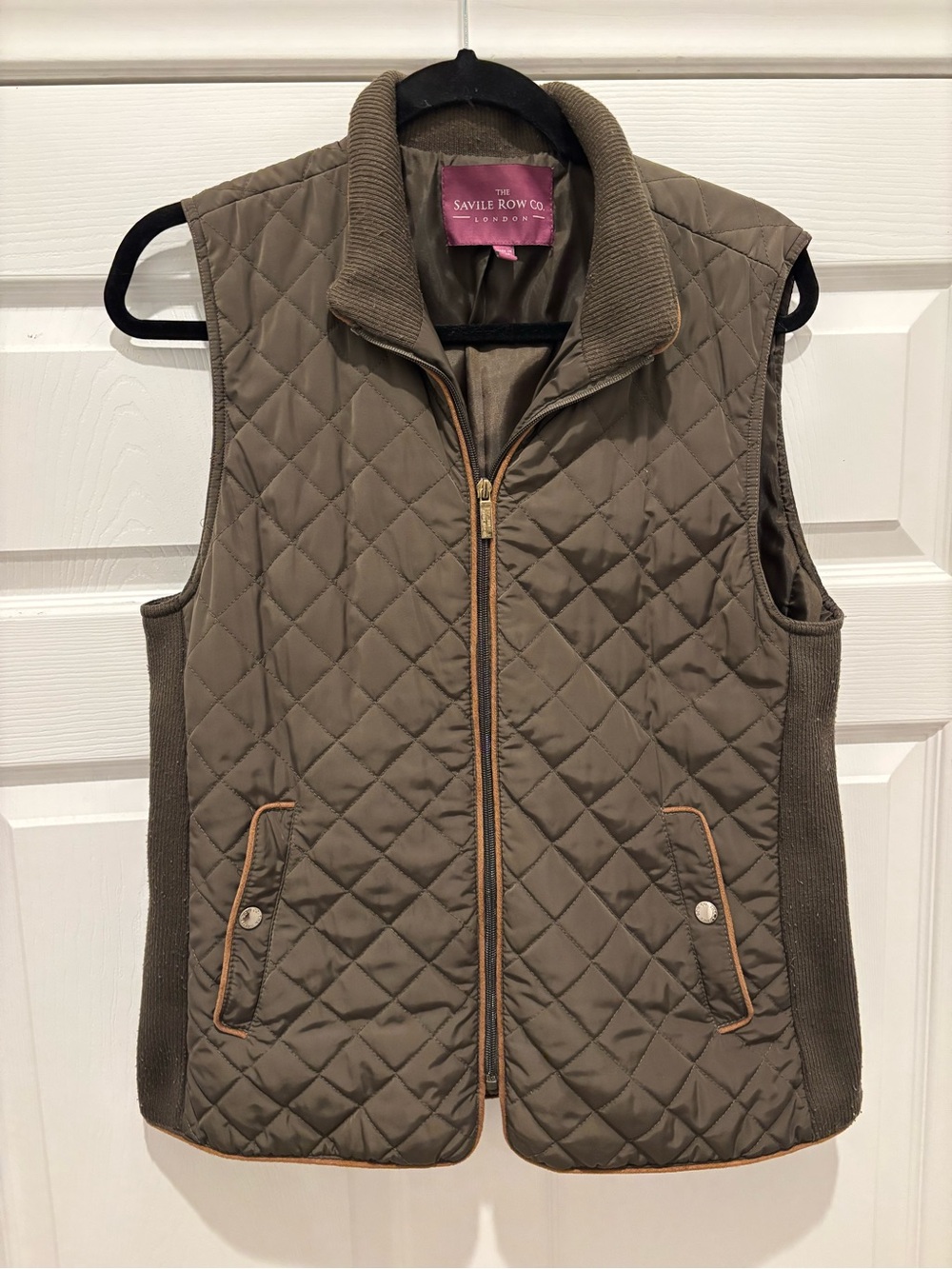 The Savile Row Co. Olive Diamond Quilted Equestrian Vest